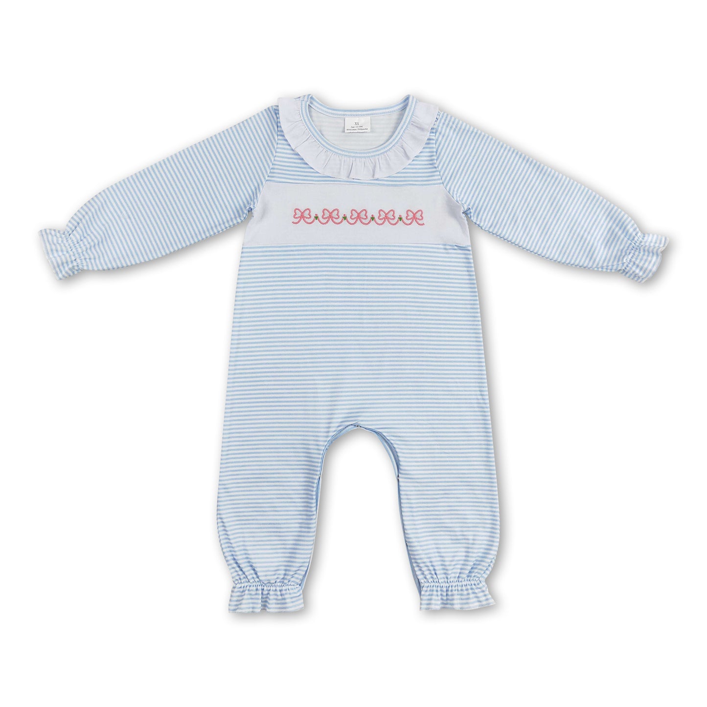 Long sleeves stripe bow baby girls fall romper ship from US