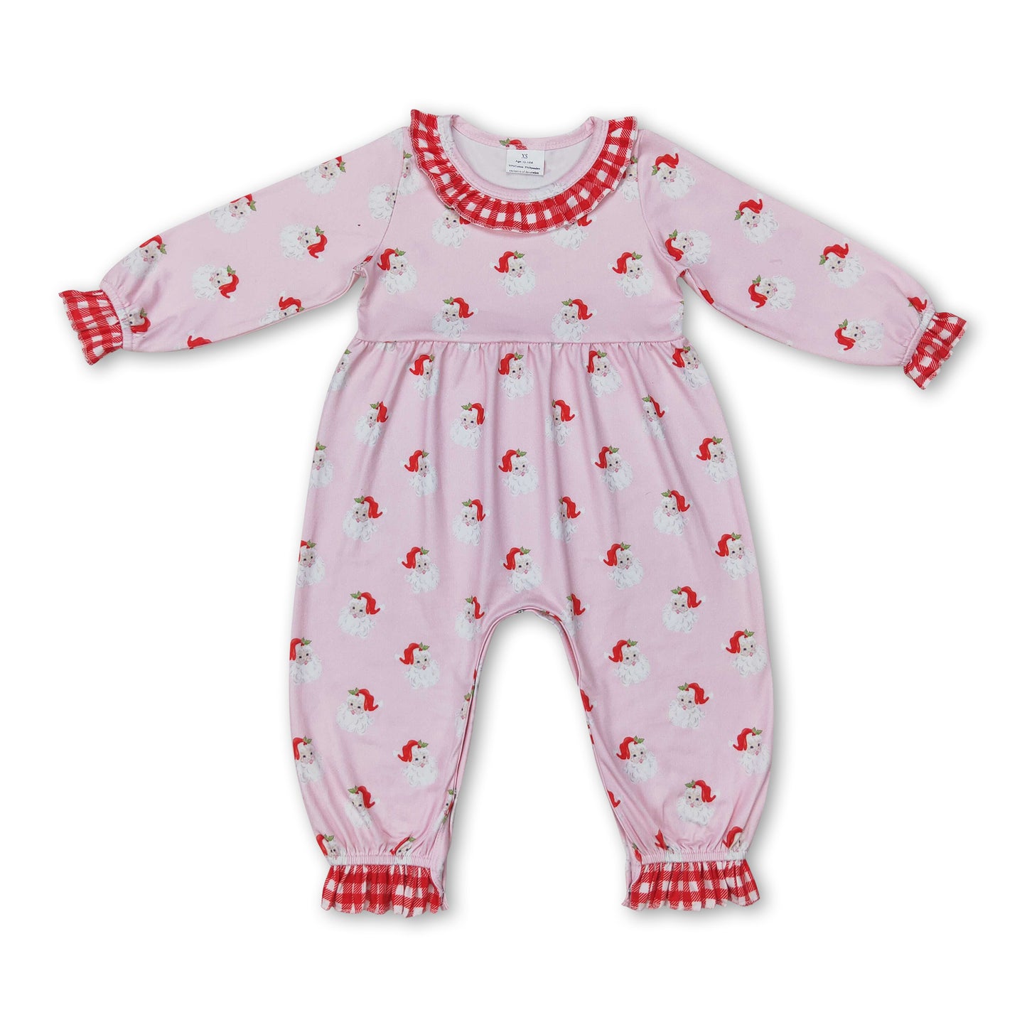 Long sleeves pink santa baby girls Christmas romper ship from US