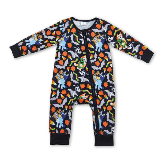 Long sleeves bat dog baby kids Halloween zipper romper