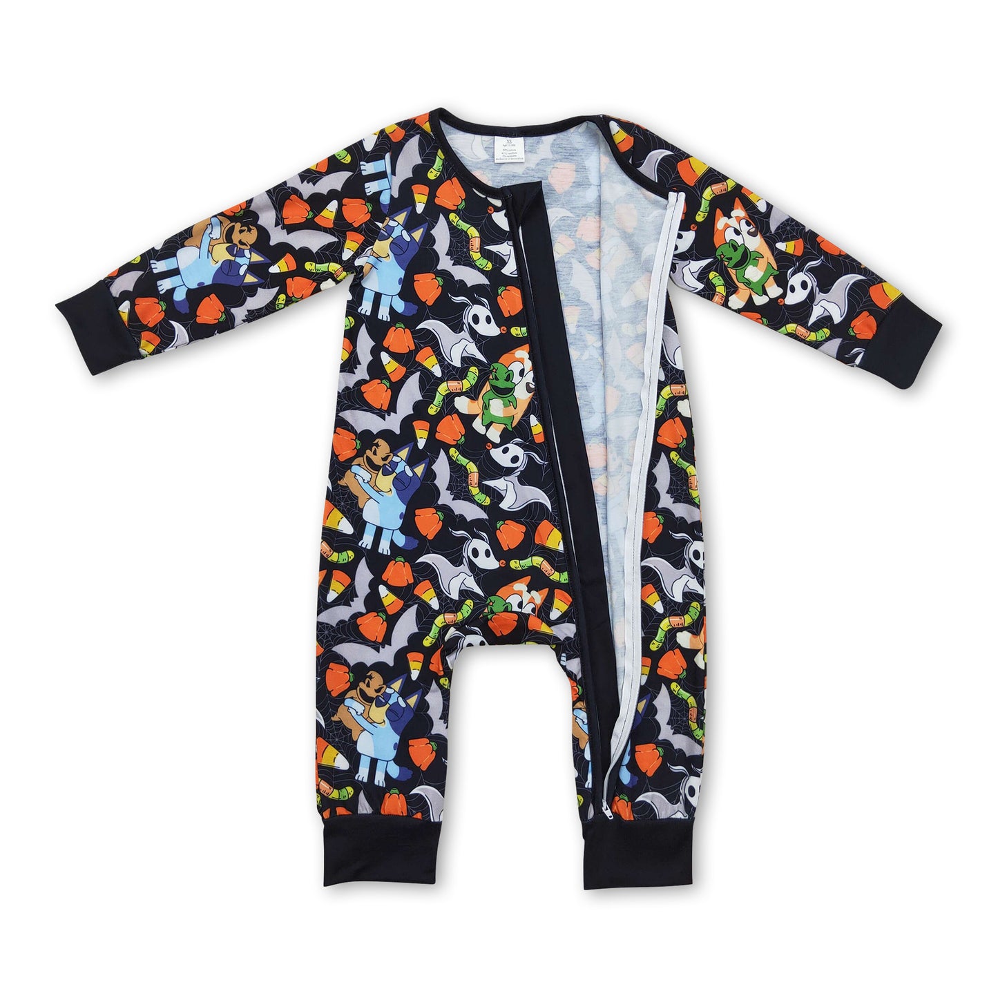 Long sleeves bat dog baby kids Halloween zipper romper