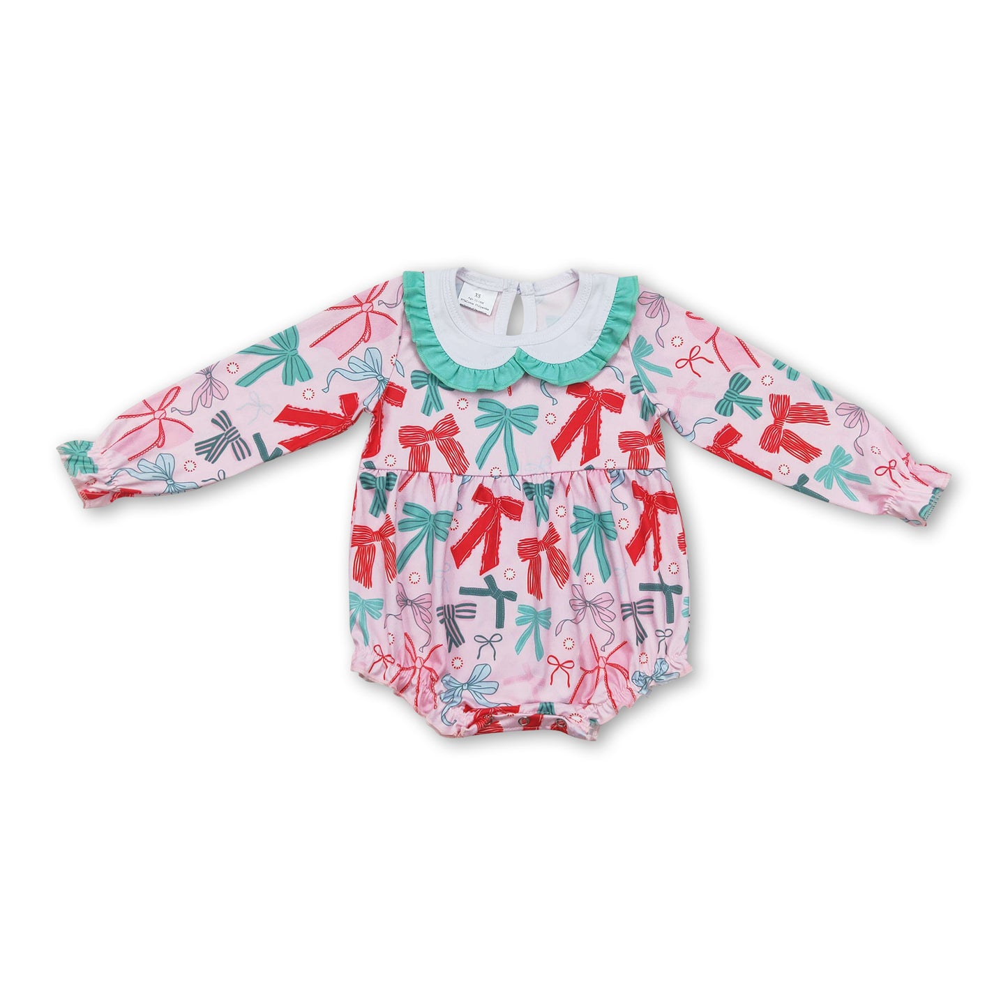 Colorful bow long sleeves baby girls romper ship from US
