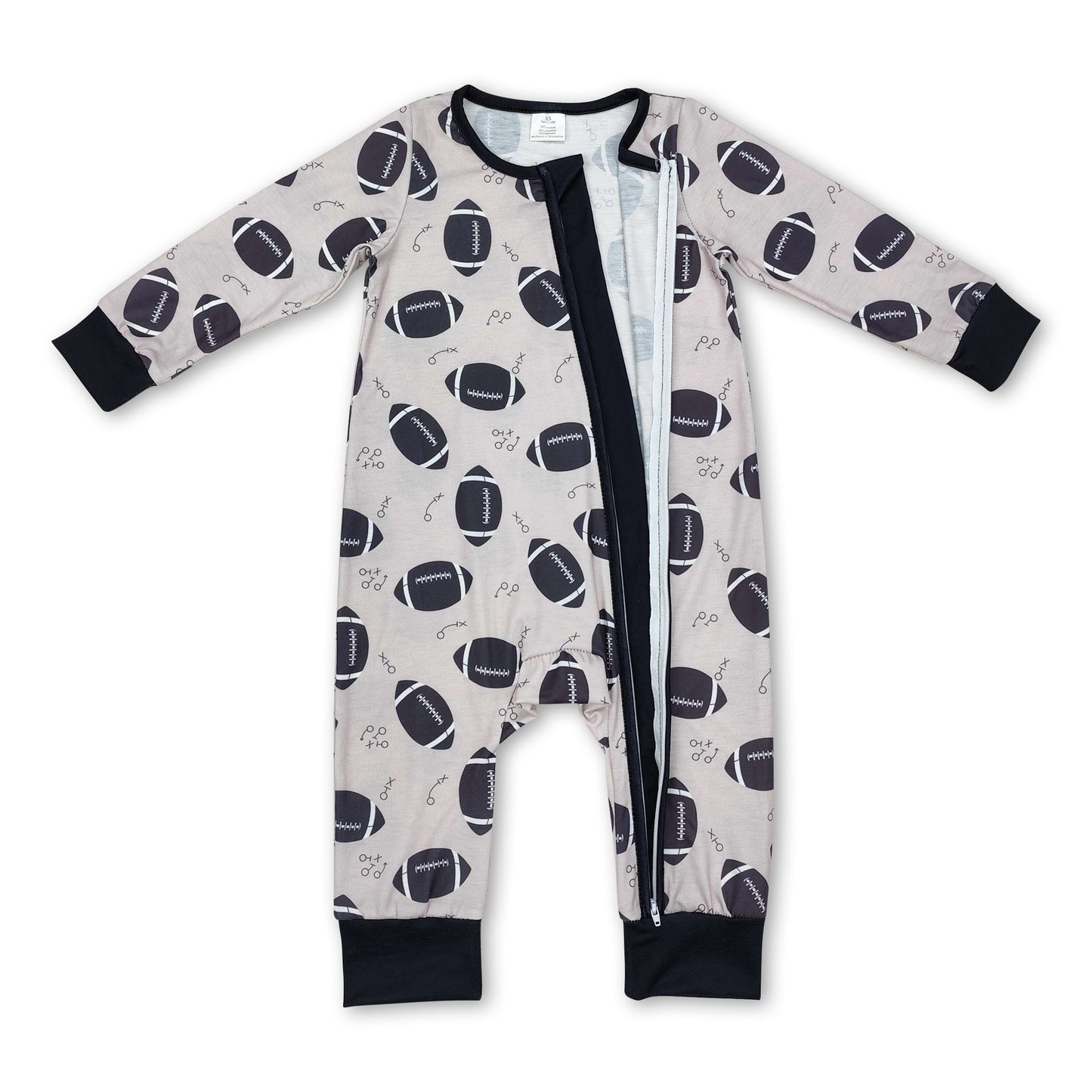 Long sleeves football baby kids zipper romper