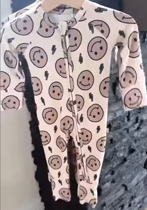 Long sleeves smile thunder baby kids zipper sleeper