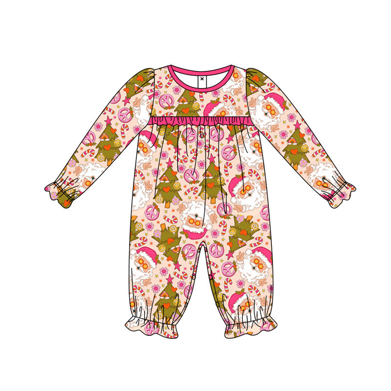 Christmas tree santa groovy baby girls romper