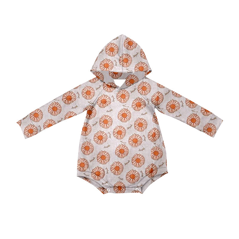 Long sleeves flower baby girls hooded romper