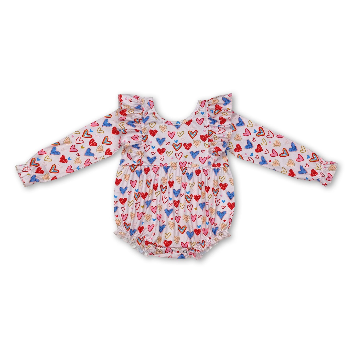 Long sleeves heart baby girls valentine's day romper