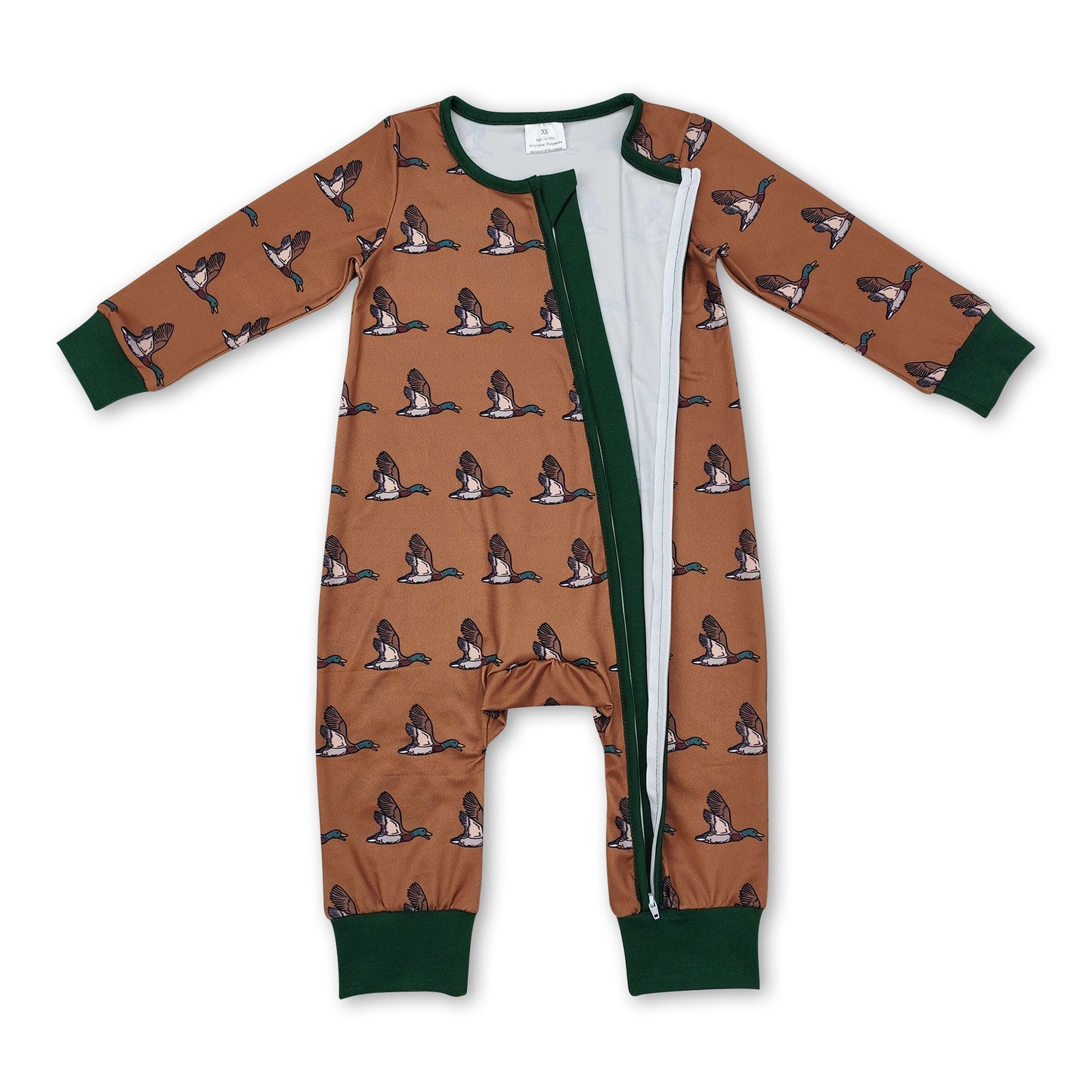 Duck long sleeves baby kids hunting zipper romper