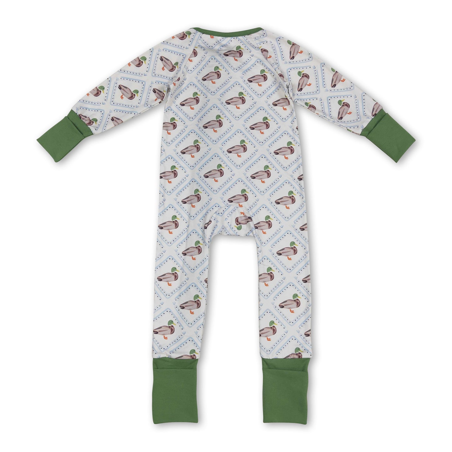 Green long sleeves duck baby kids zipper romper ship from US
