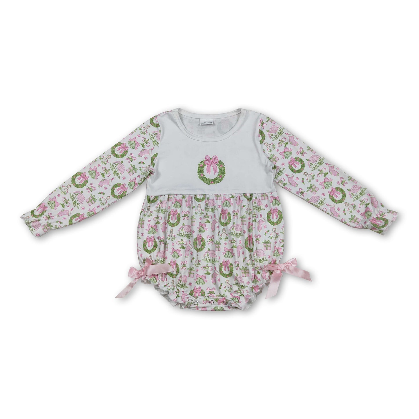 Pink bow socks ornaments girls Christmas romper