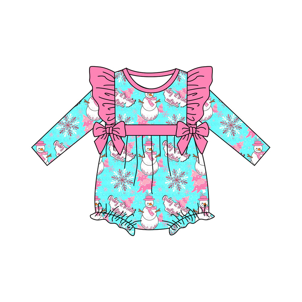 Baby it's cold outside snowman baby girls Christmas romper