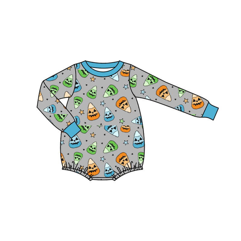 Long sleeves candy corn baby boy Halloween romper