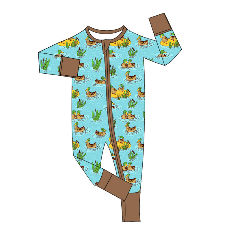 Long sleeves duck kids boys fall zipper romper