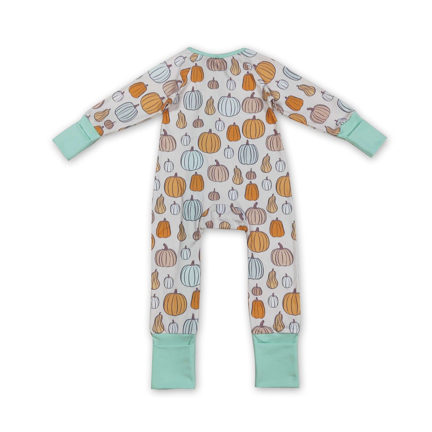 Long sleeves pumpkins baby boy fall zipper romper