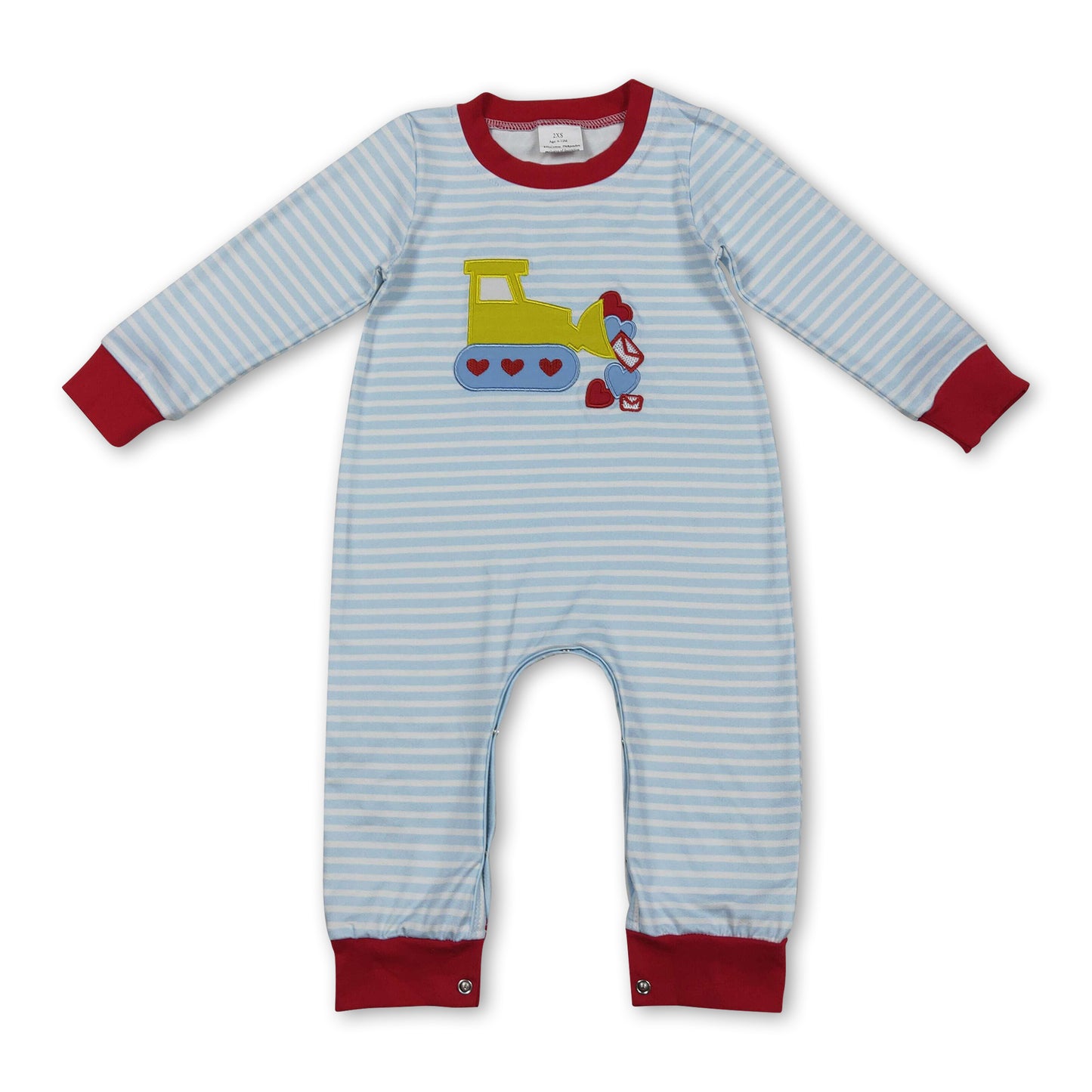 Heart constructions long sleeves boy Valentine's romper