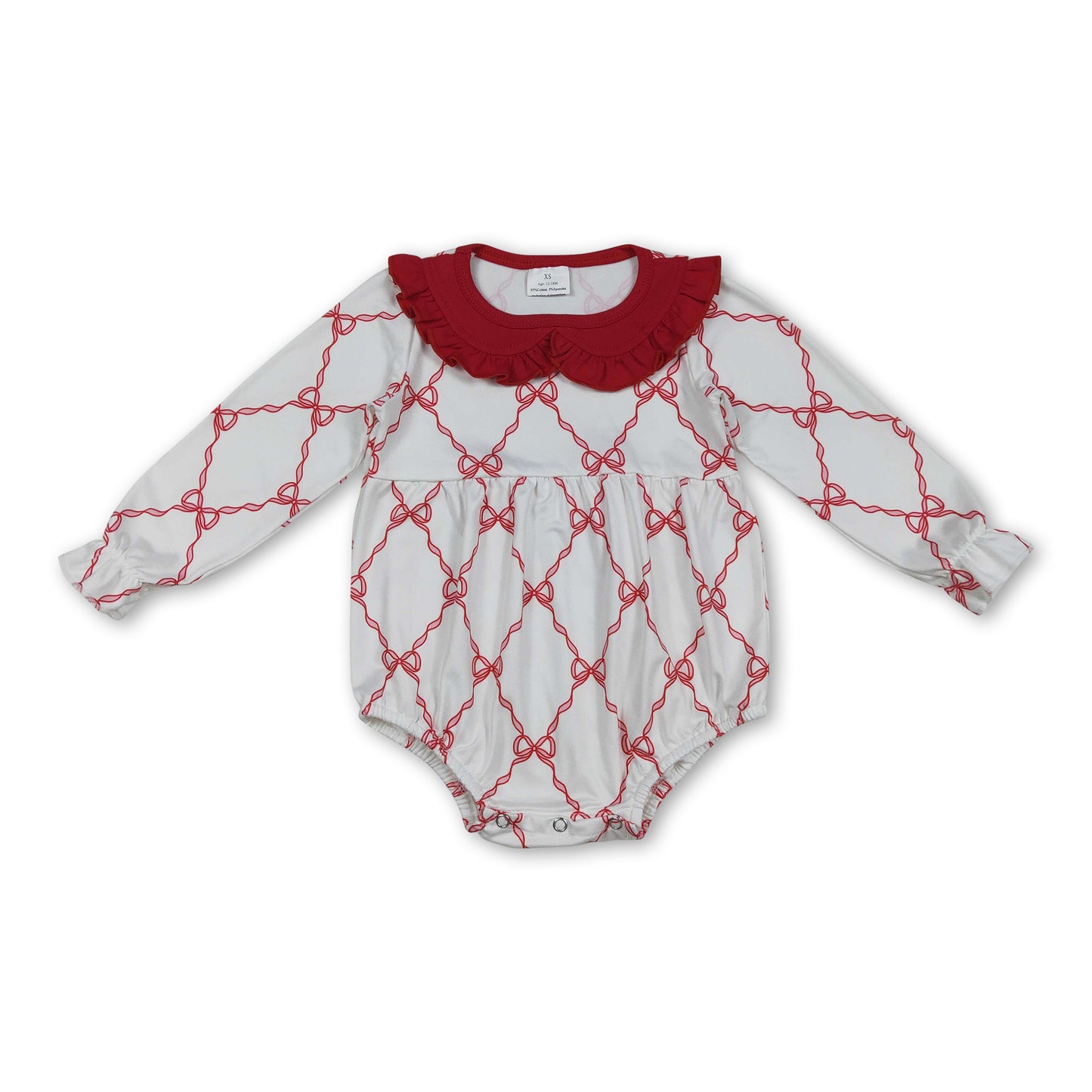 long sleeves pink bows baby girl romper