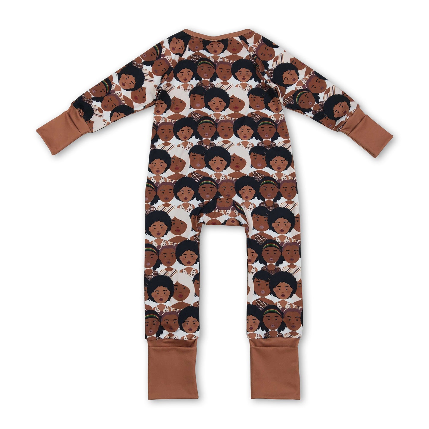 Brown long sleeve black history baby girl romper
