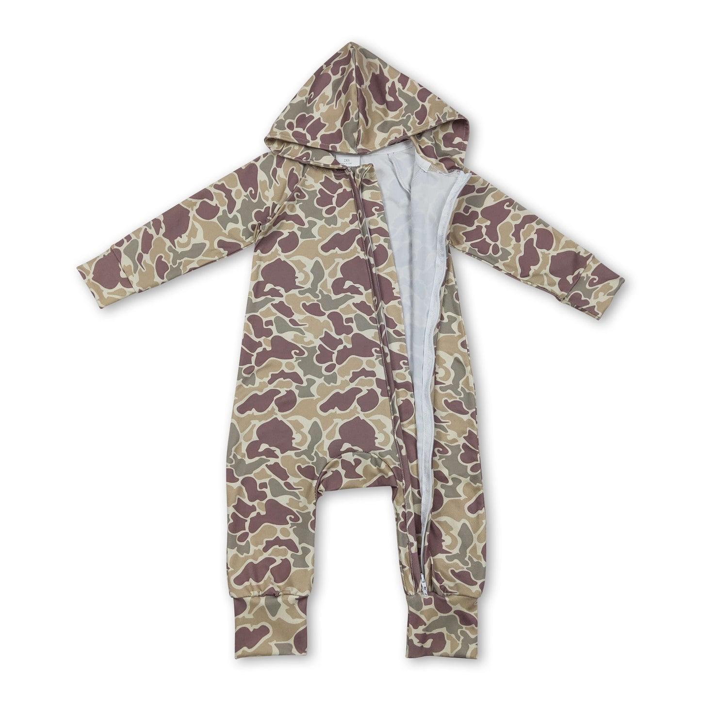 Long sleeves camo baby kids hooded zipper romper