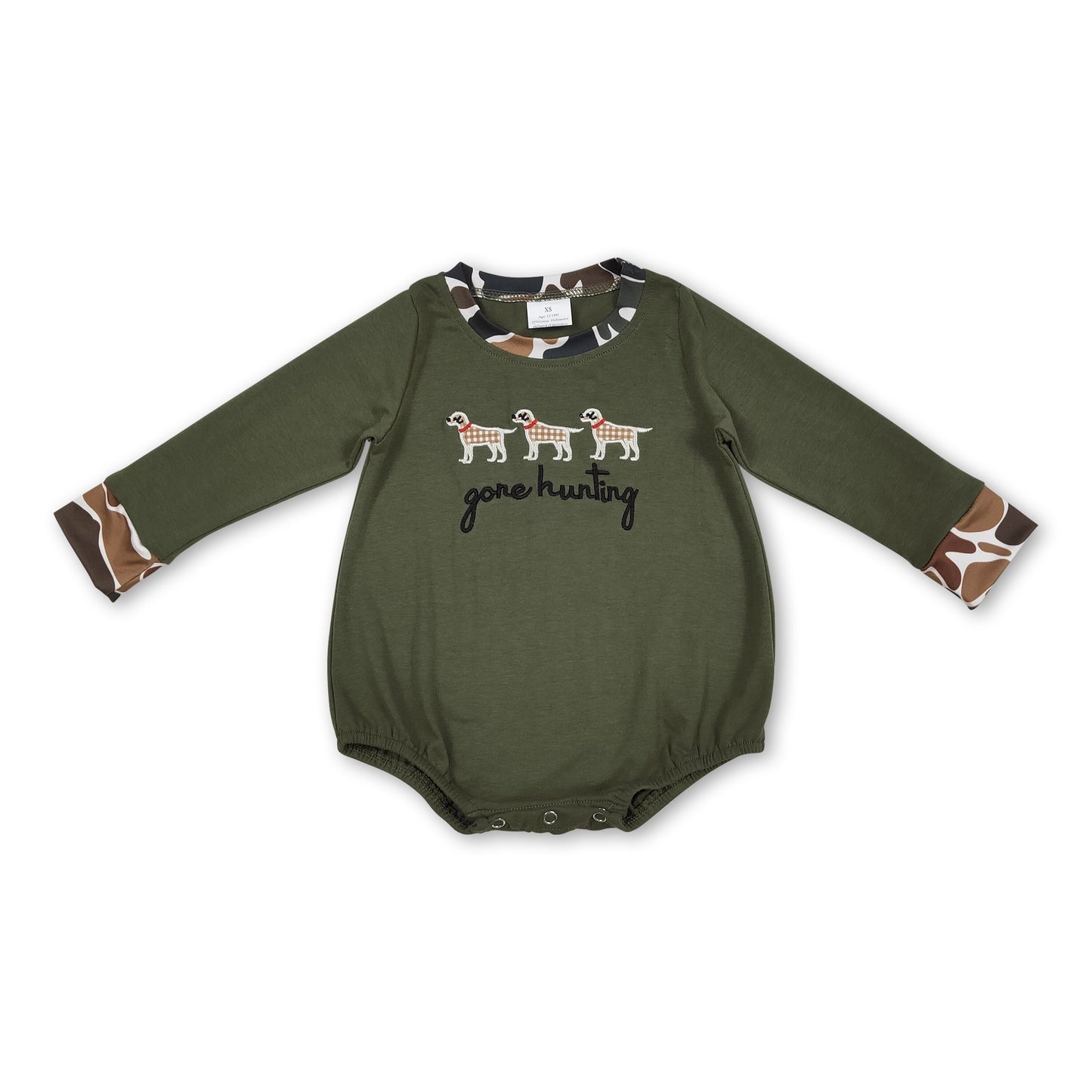 Long sleeves gone hunting dog baby boy romper