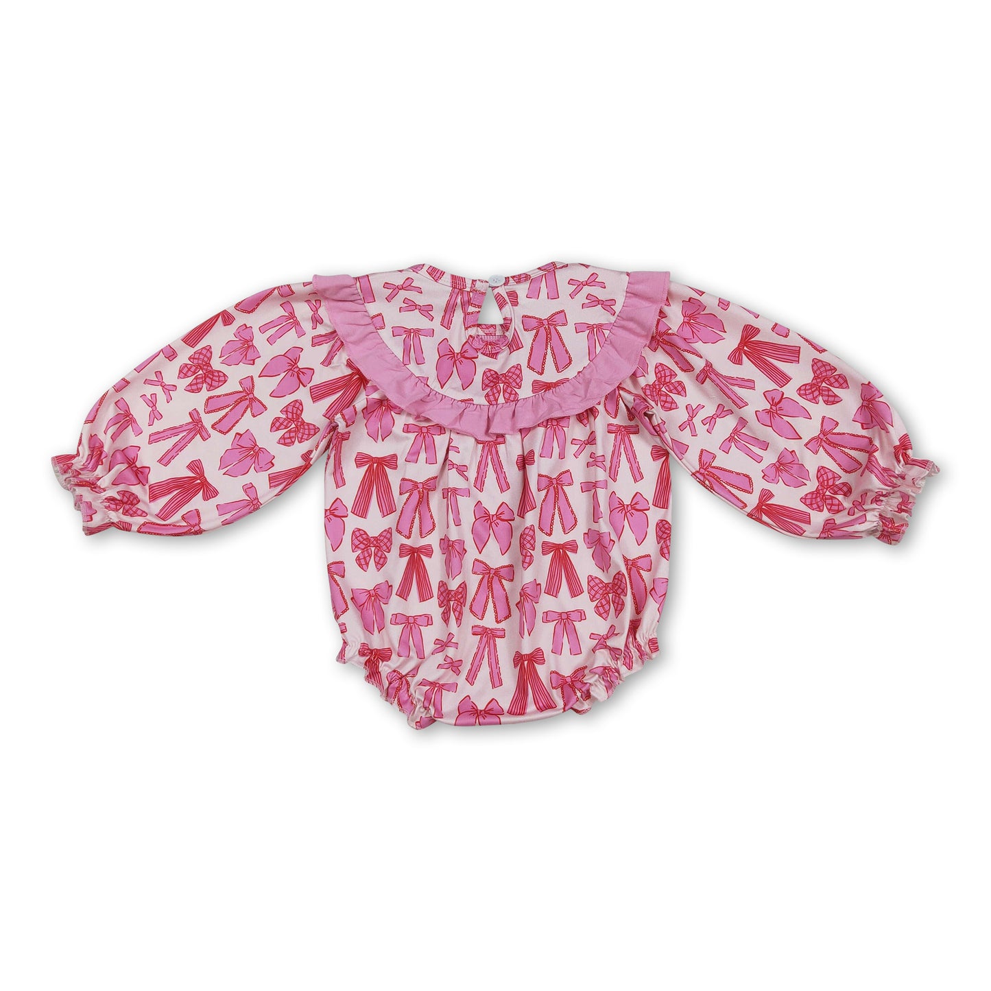 Pink bow daddy's valentine smocked baby girls romper