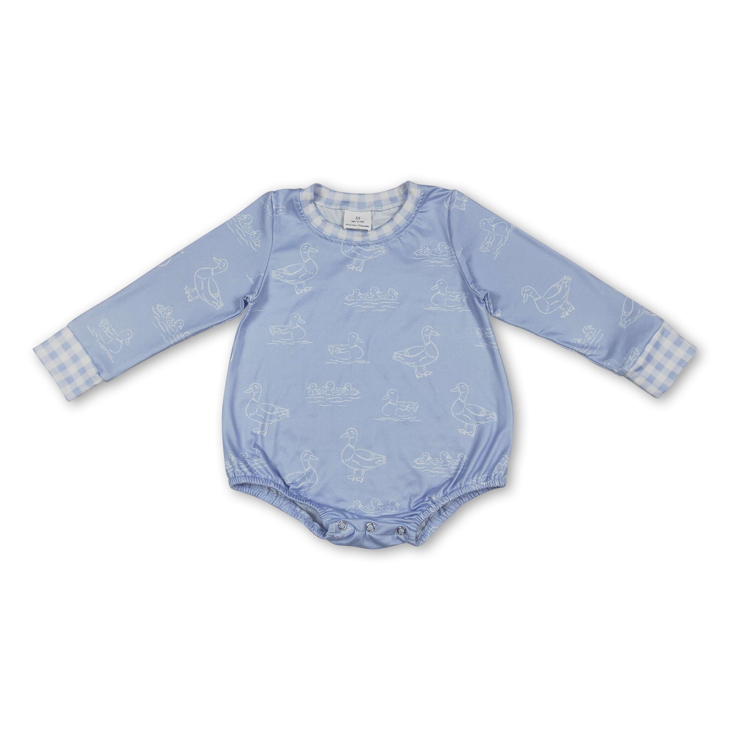 Long sleeves light blue duck baby boys romper