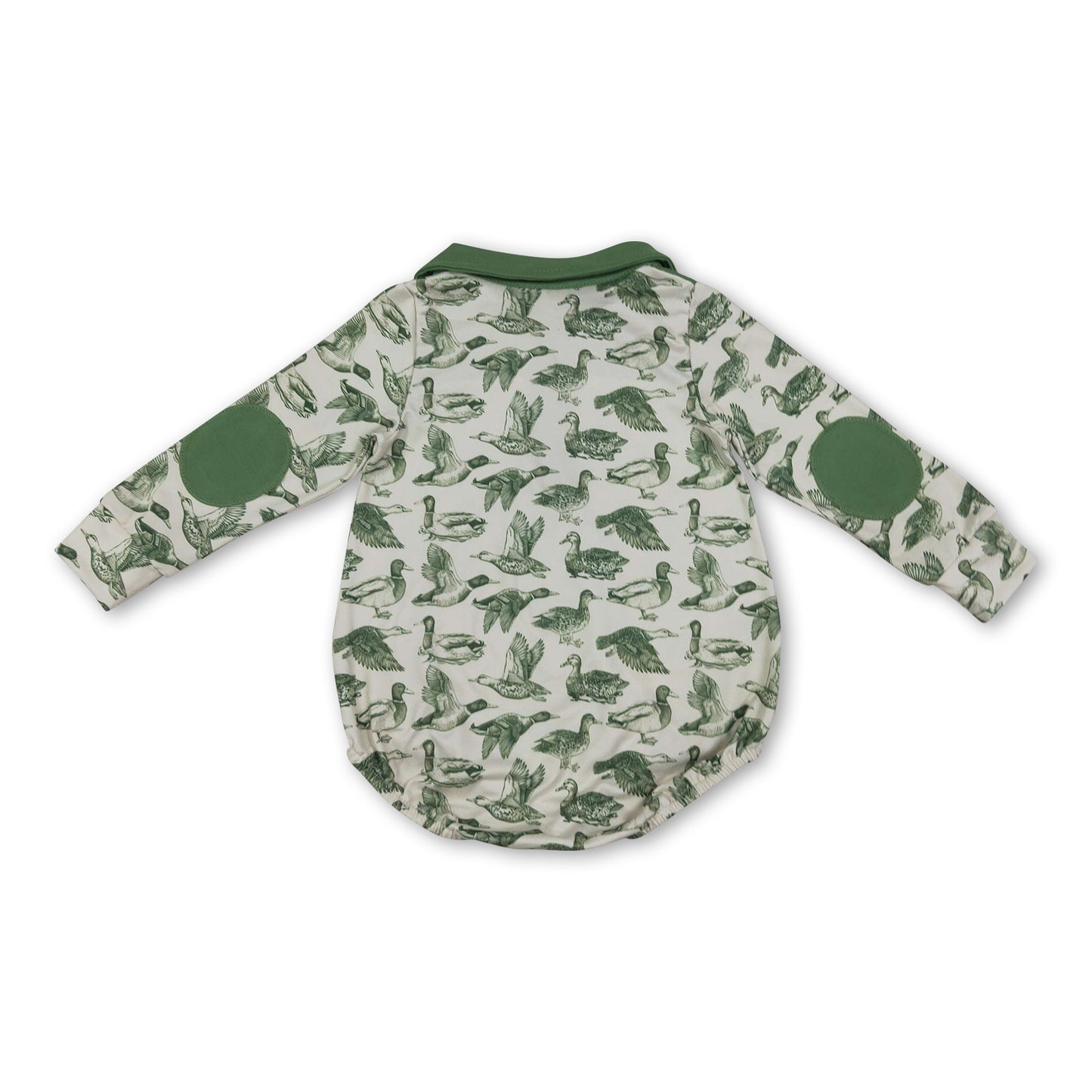 Long sleeves green duck baby boy fall romper