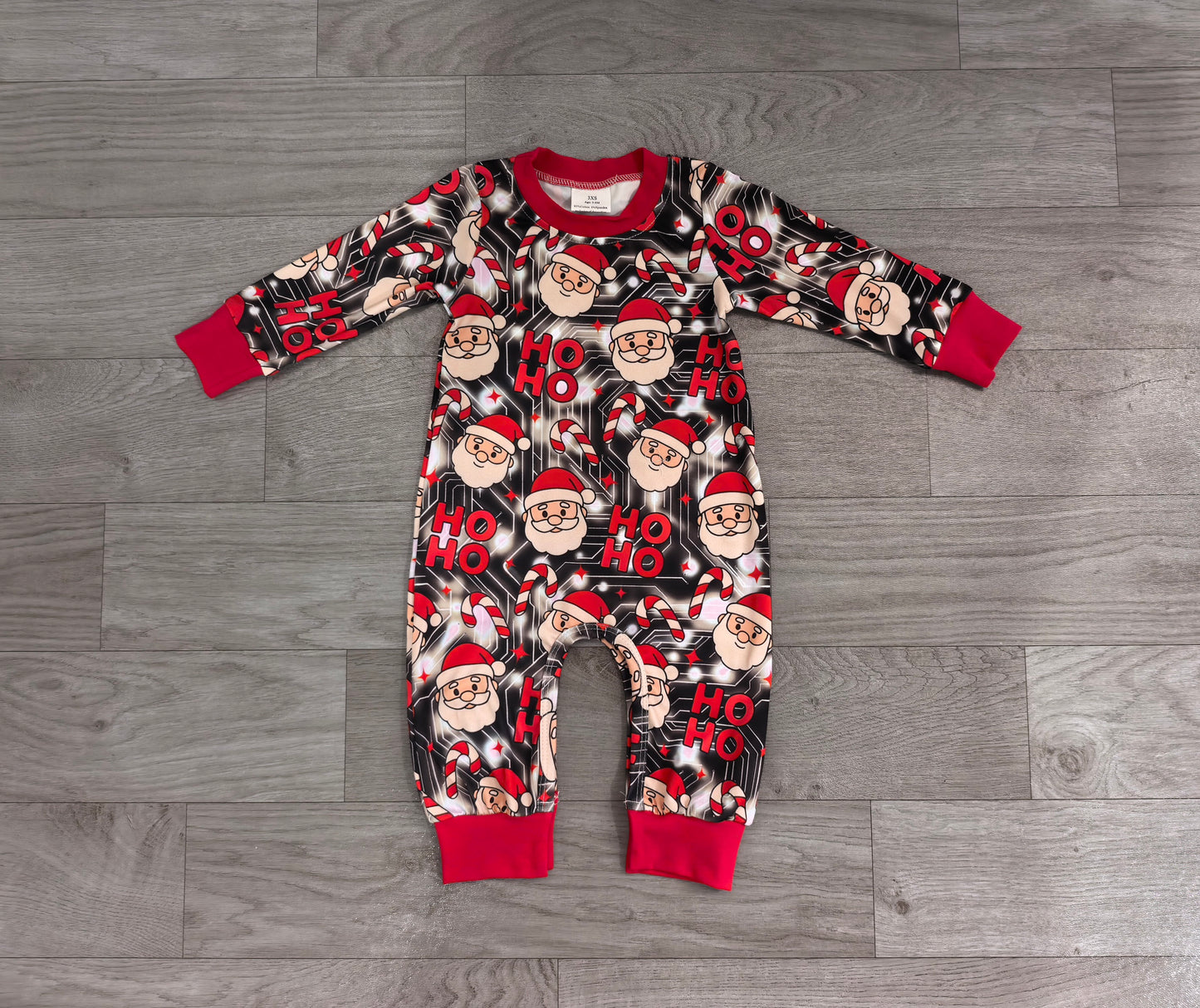 Red long sleeves ho ho ho santa baby Christmas romper