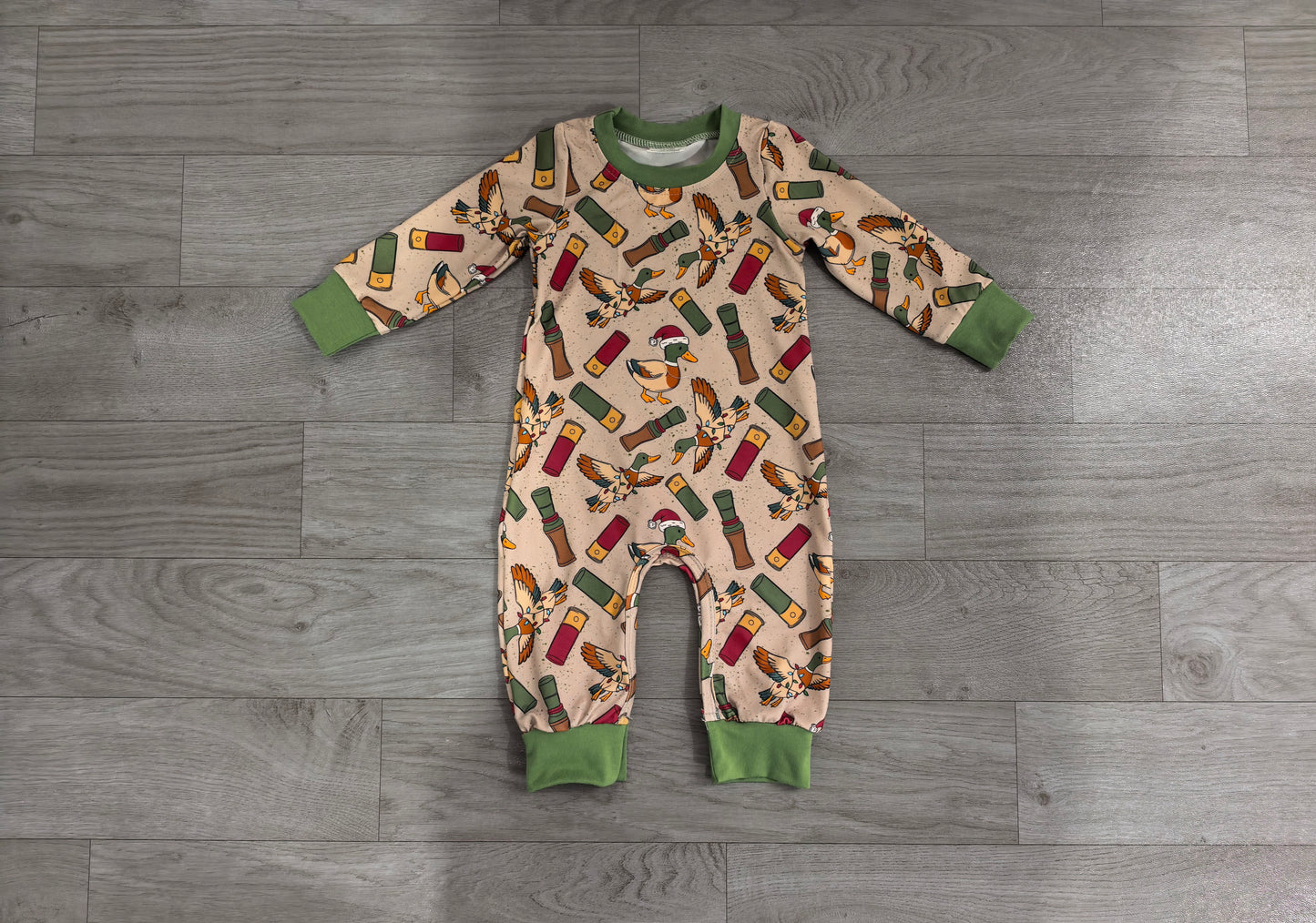 Long sleeves Christmas duck call baby boy romper