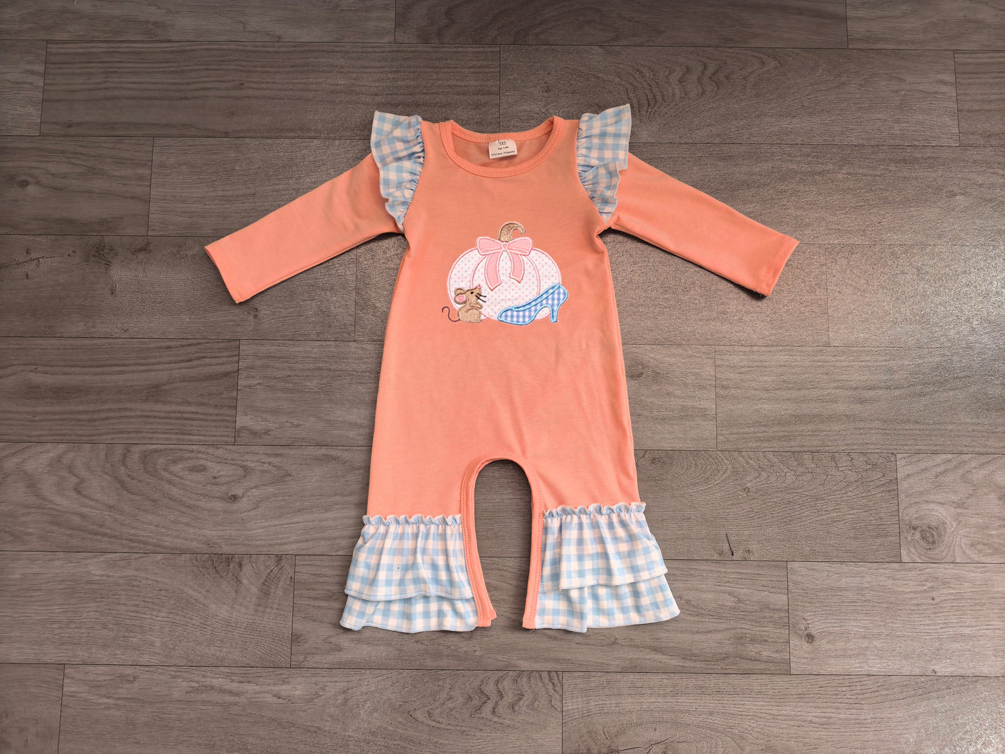 Long sleeves pumpkin shoes baby girls fall romper