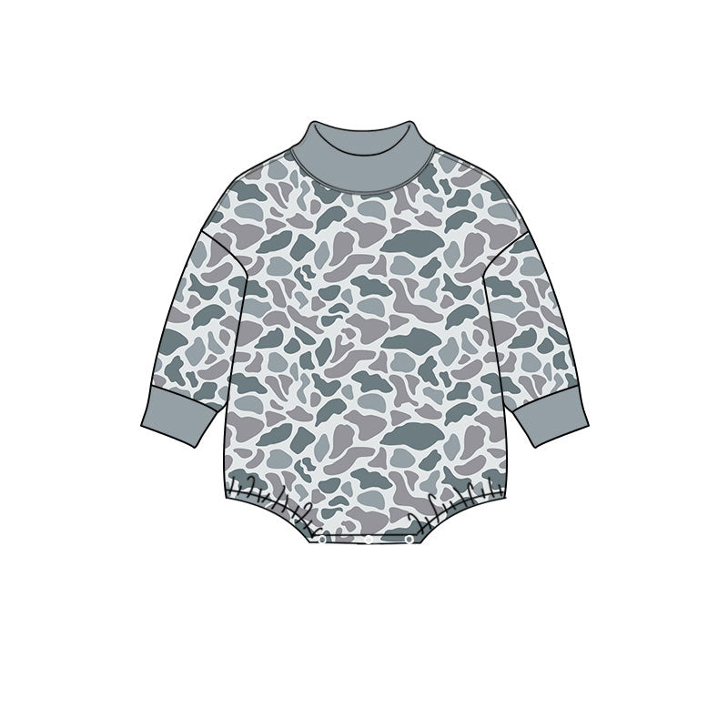 Long sleeves grey camo baby kids fall romper