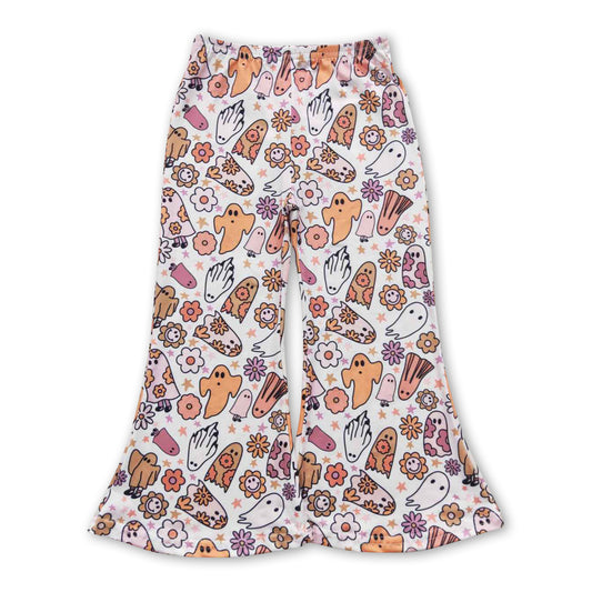 Ghost floral groovy baby girls Halloween pants