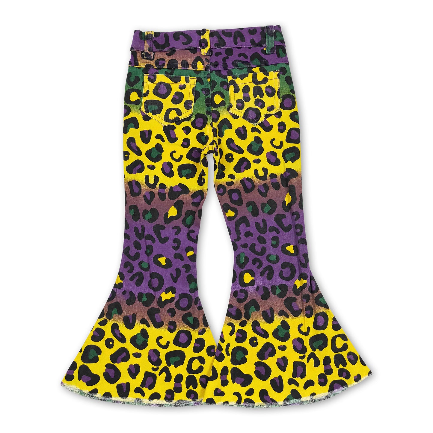 Purple green yellow leopard denim pants girls mardi gras jeans ship from US