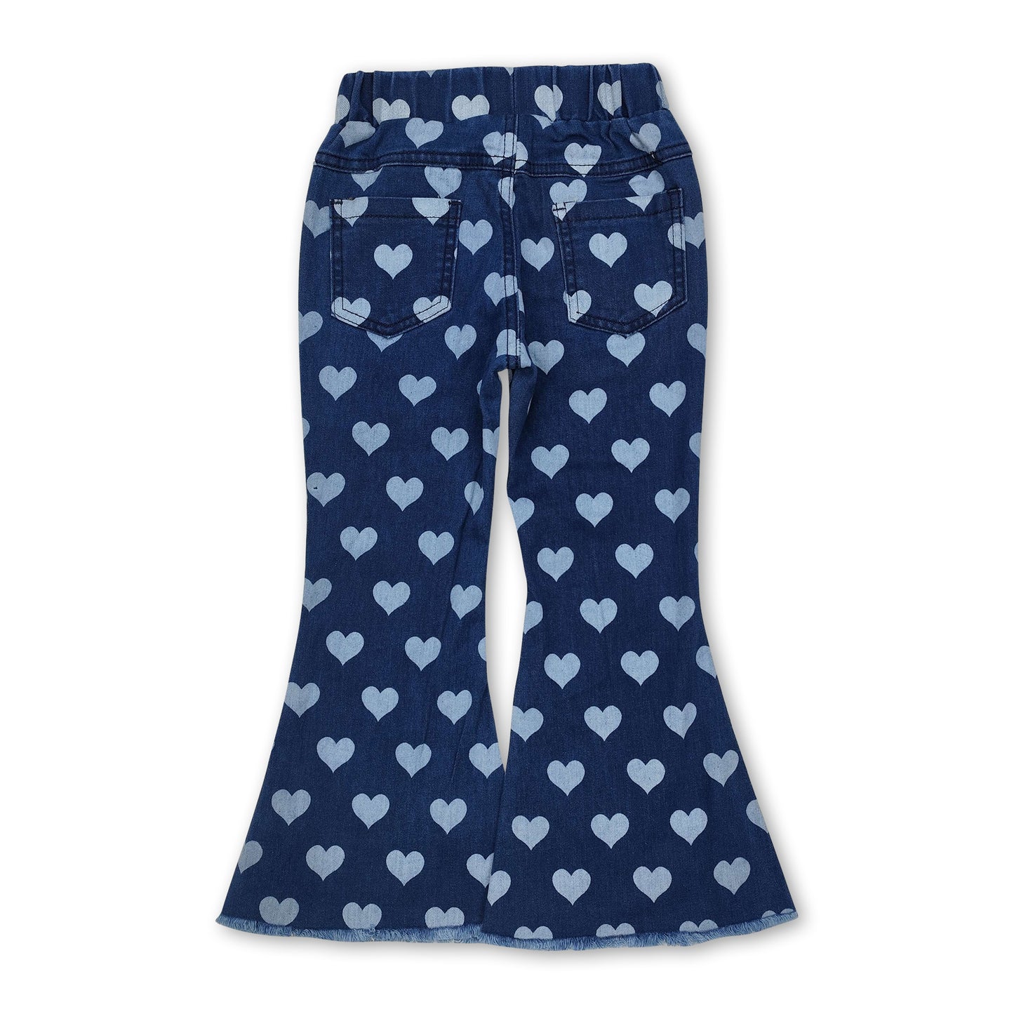 Heart print denim pants girls valentine's day jeans