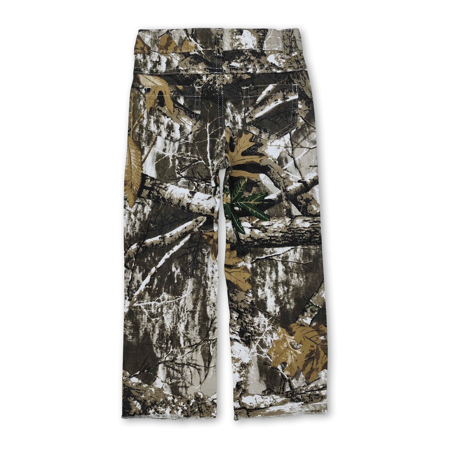 Leaves hole denim pants kids boys hunting jeans