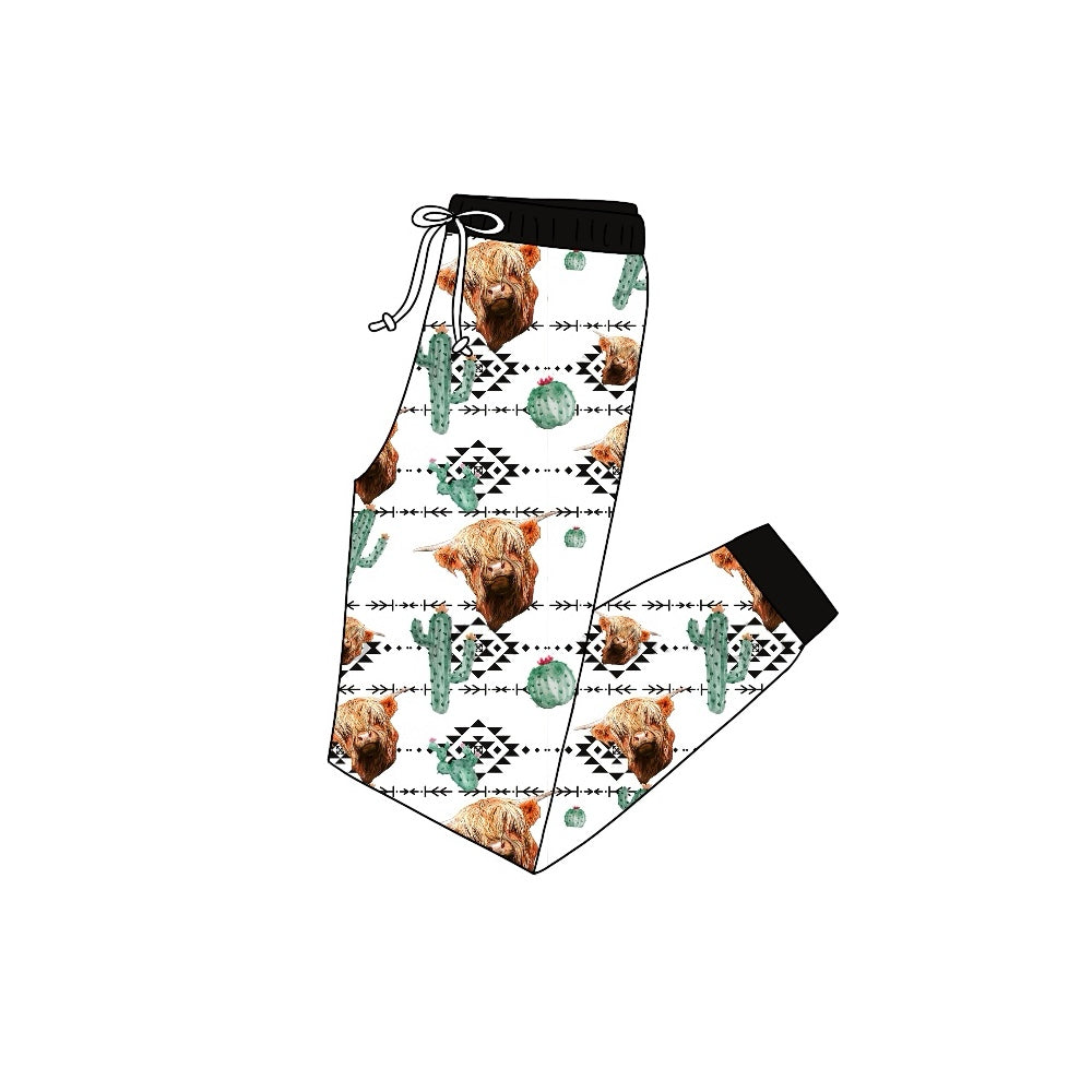 Highland cow cactus aztec adult sleepwear bottom