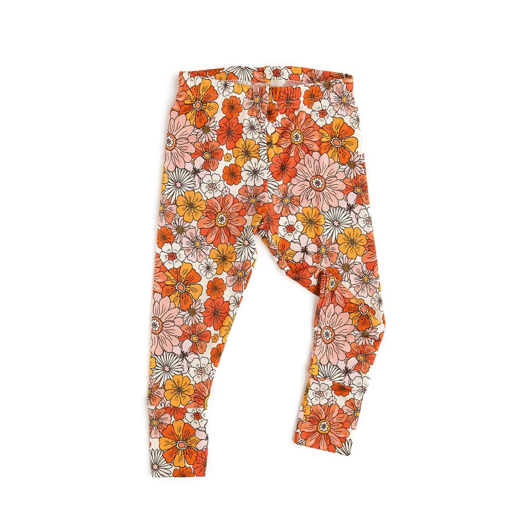 Orange pink floral baby girls pants