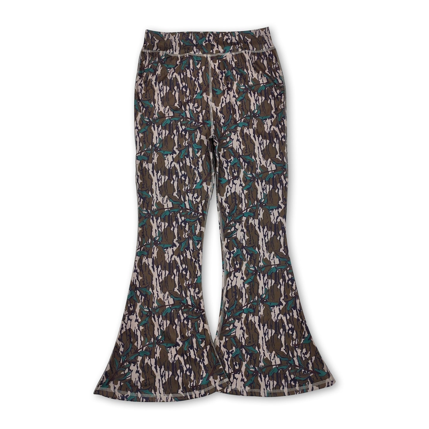 Camo leaves adult women yoga bell bottom pants