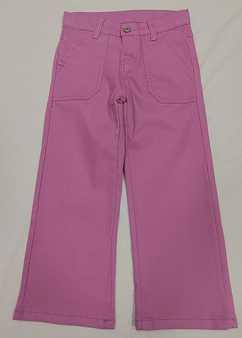 Purple pockets denim pants kids girls jeans
