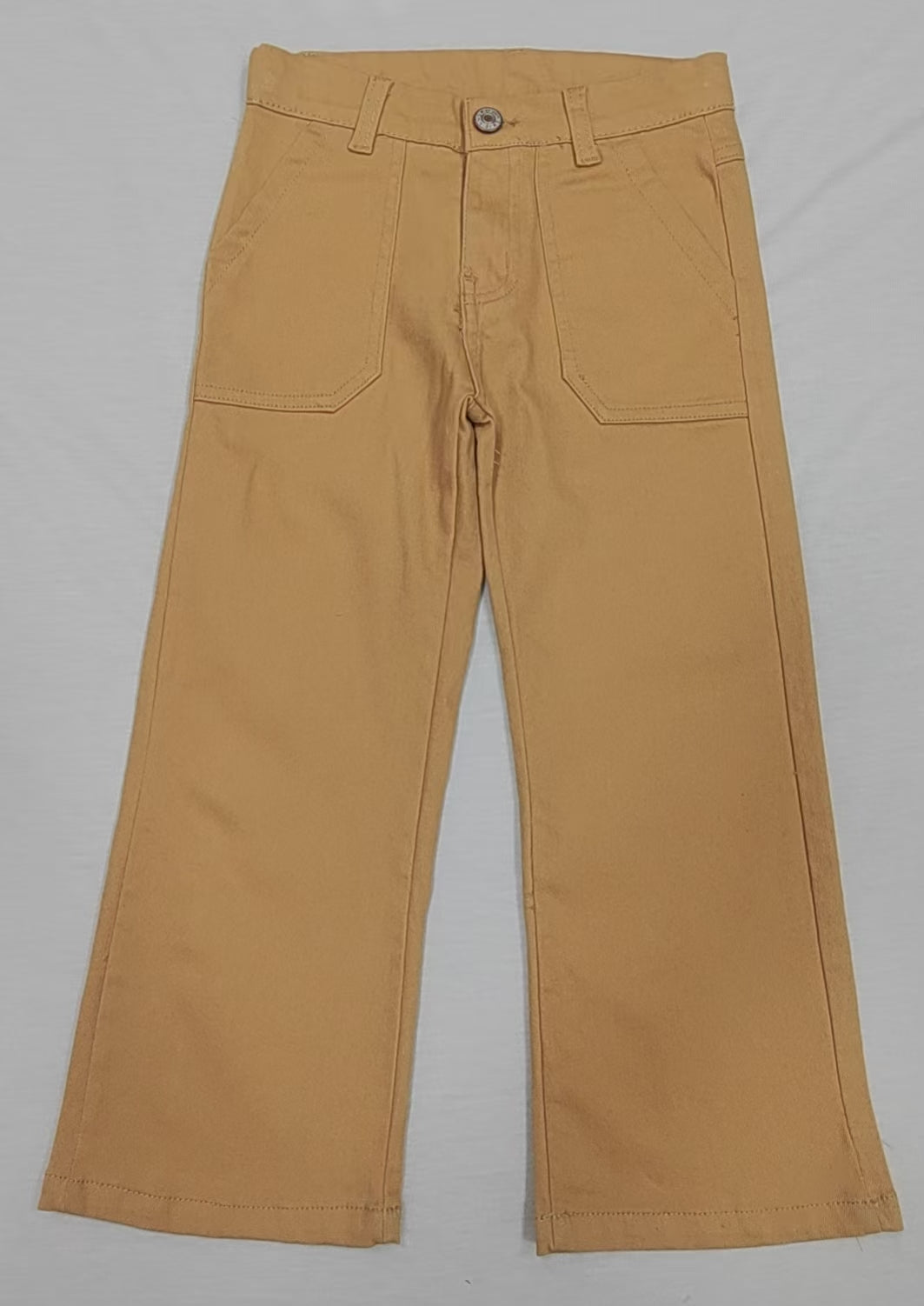 Yellow pockets denim pants kids girls jeans