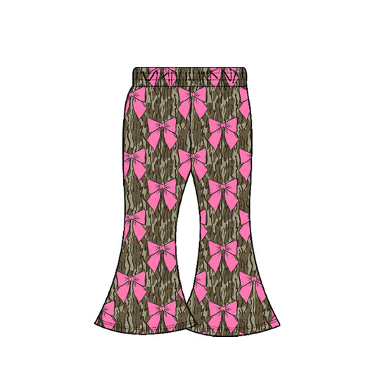 pink bows baby kids elastic waist camo pants