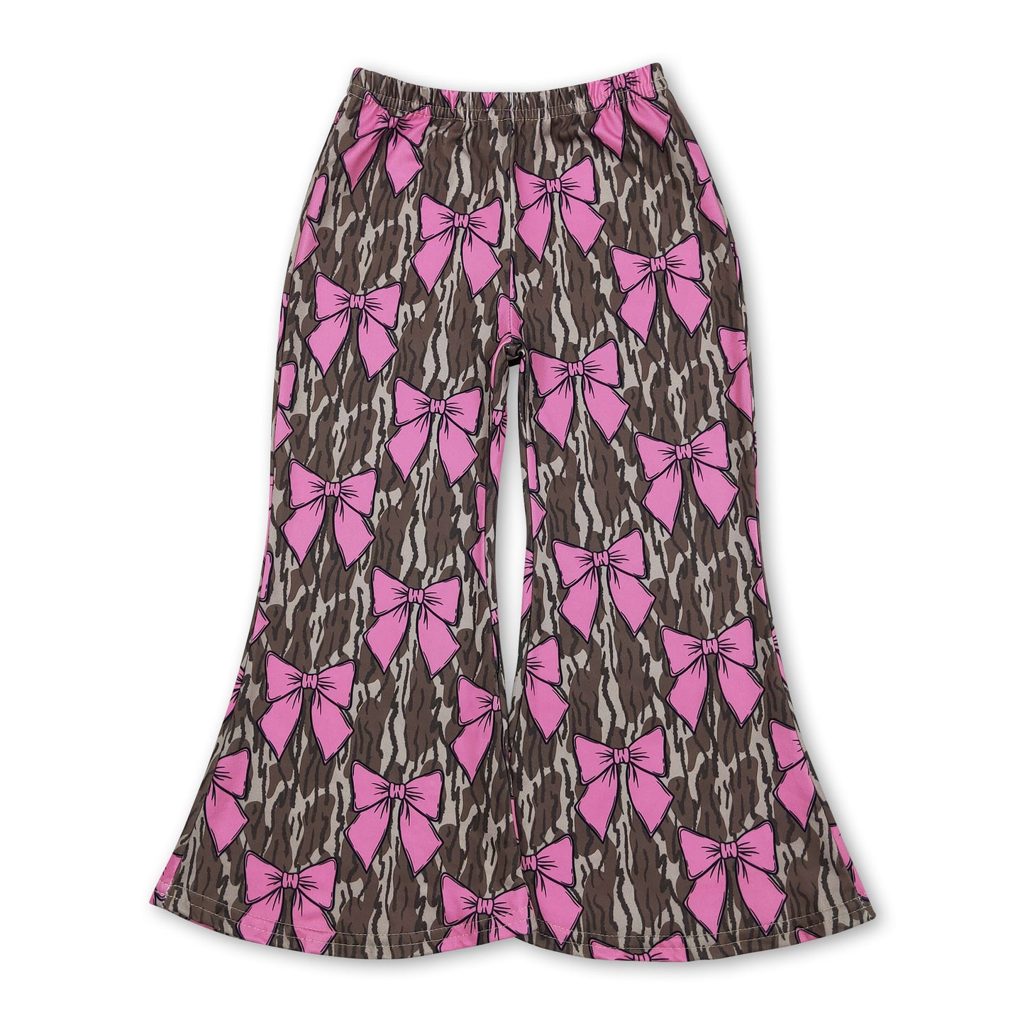 pink bows baby kids elastic waist camo pants