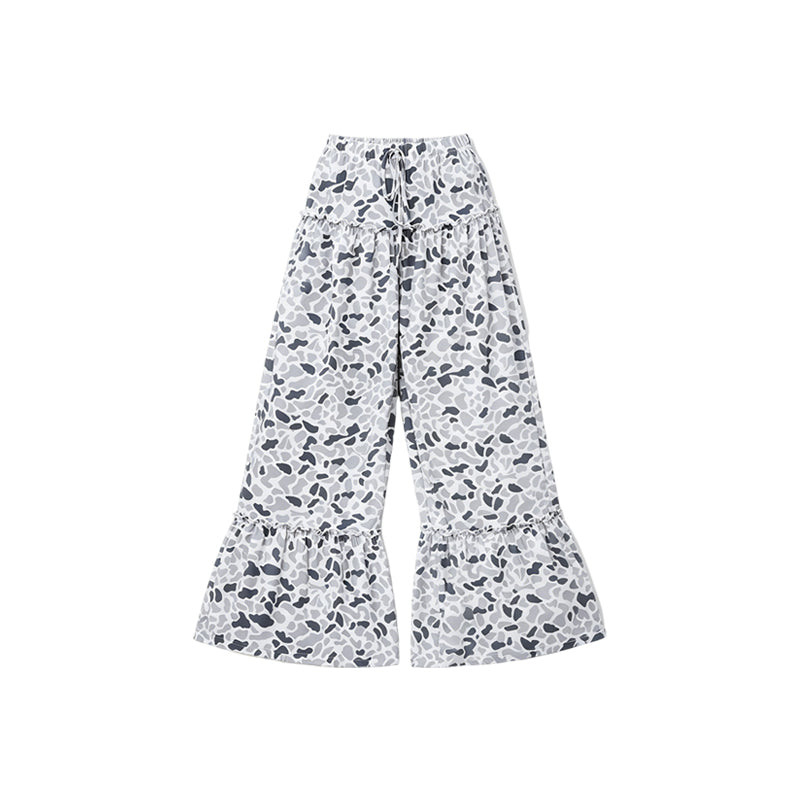 Grey camo patchwork kids girls fall pants