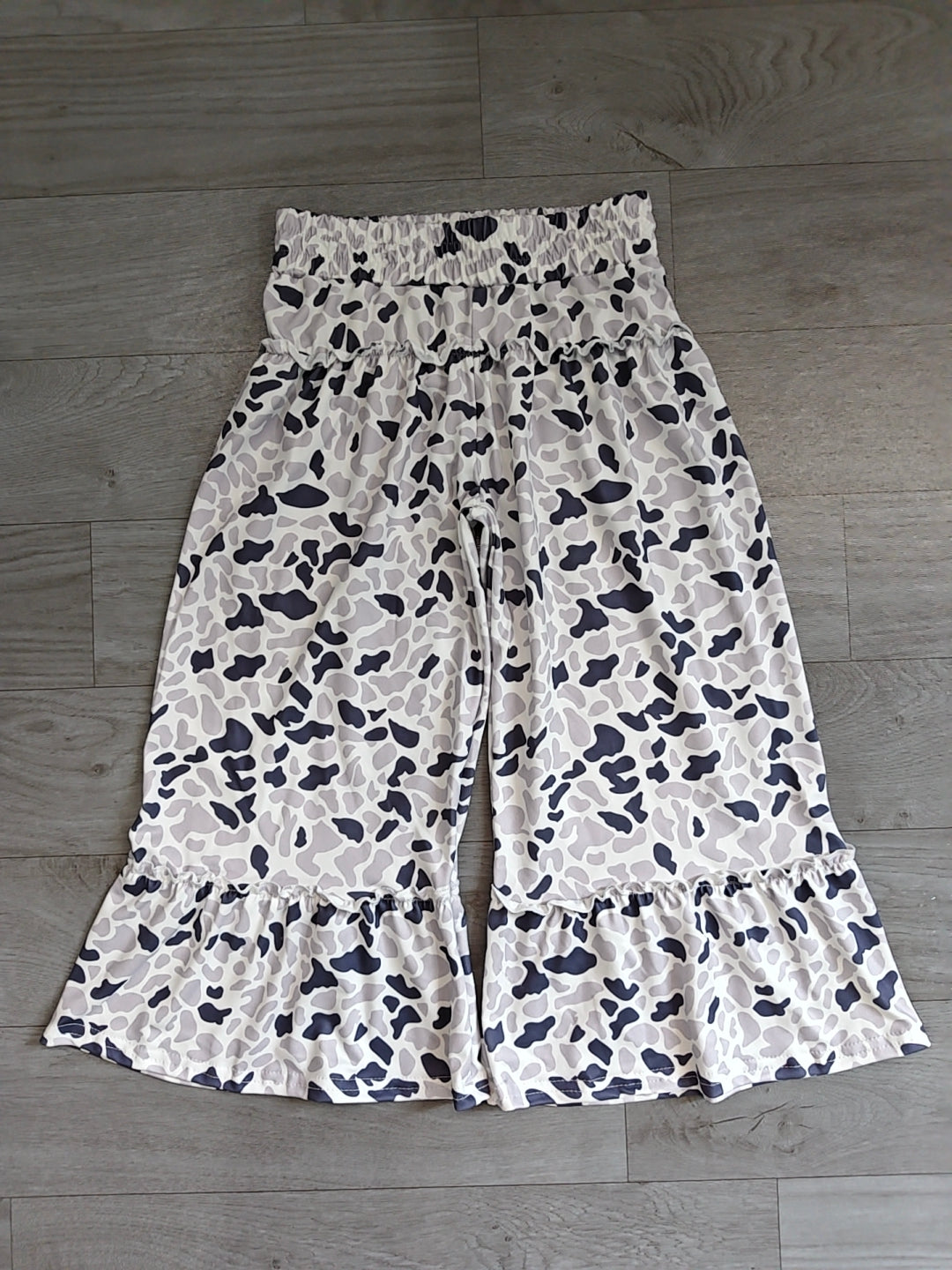 Grey camo patchwork kids girls fall pants