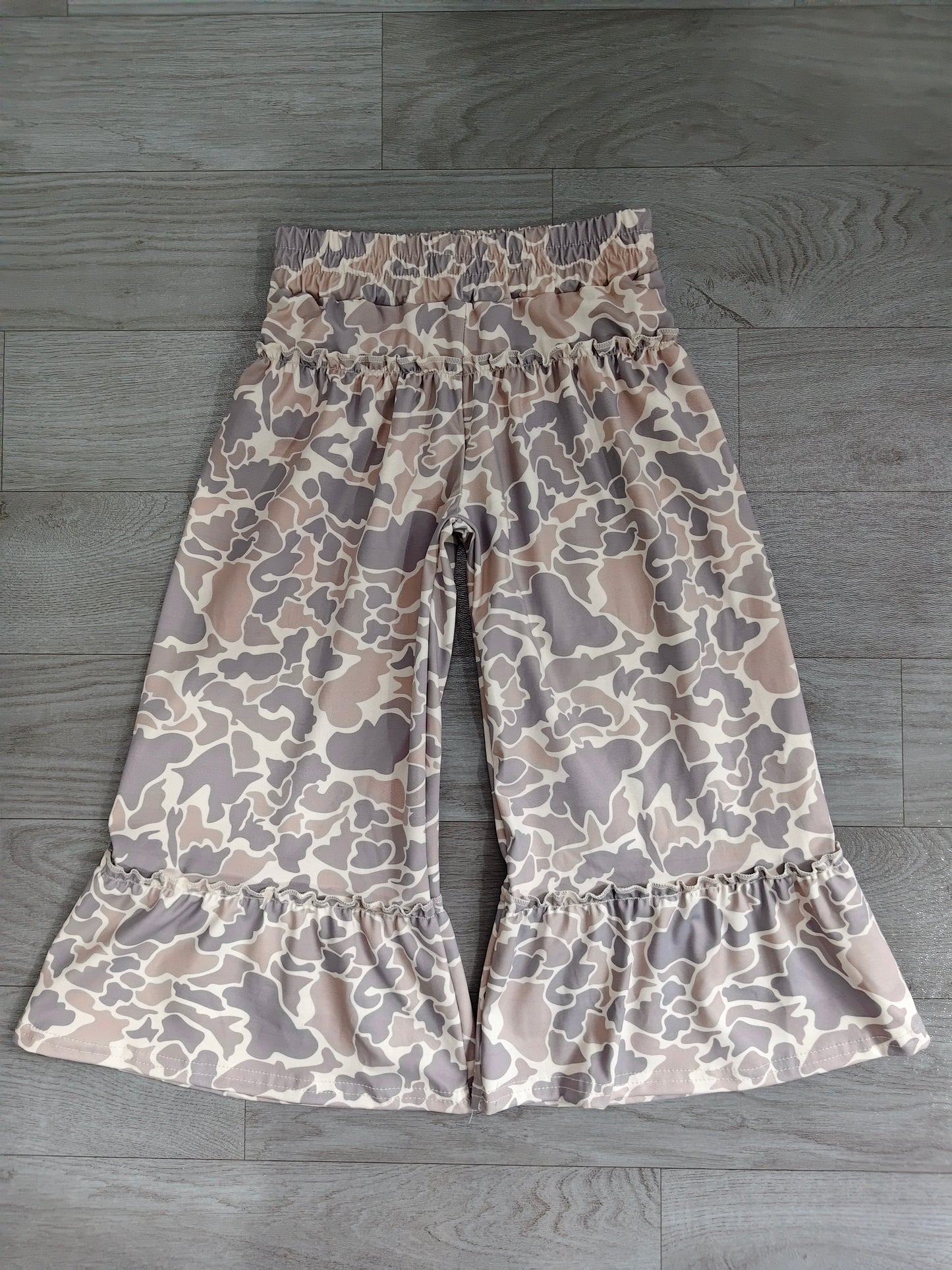 Khaki camo patchwork kids girls fall pants