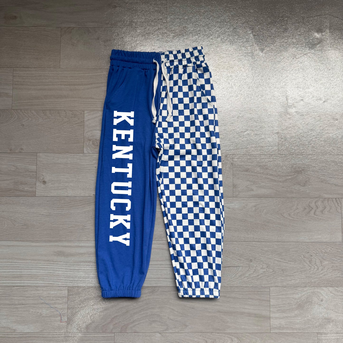 Blue U K plaid patchwork kids boys team pants