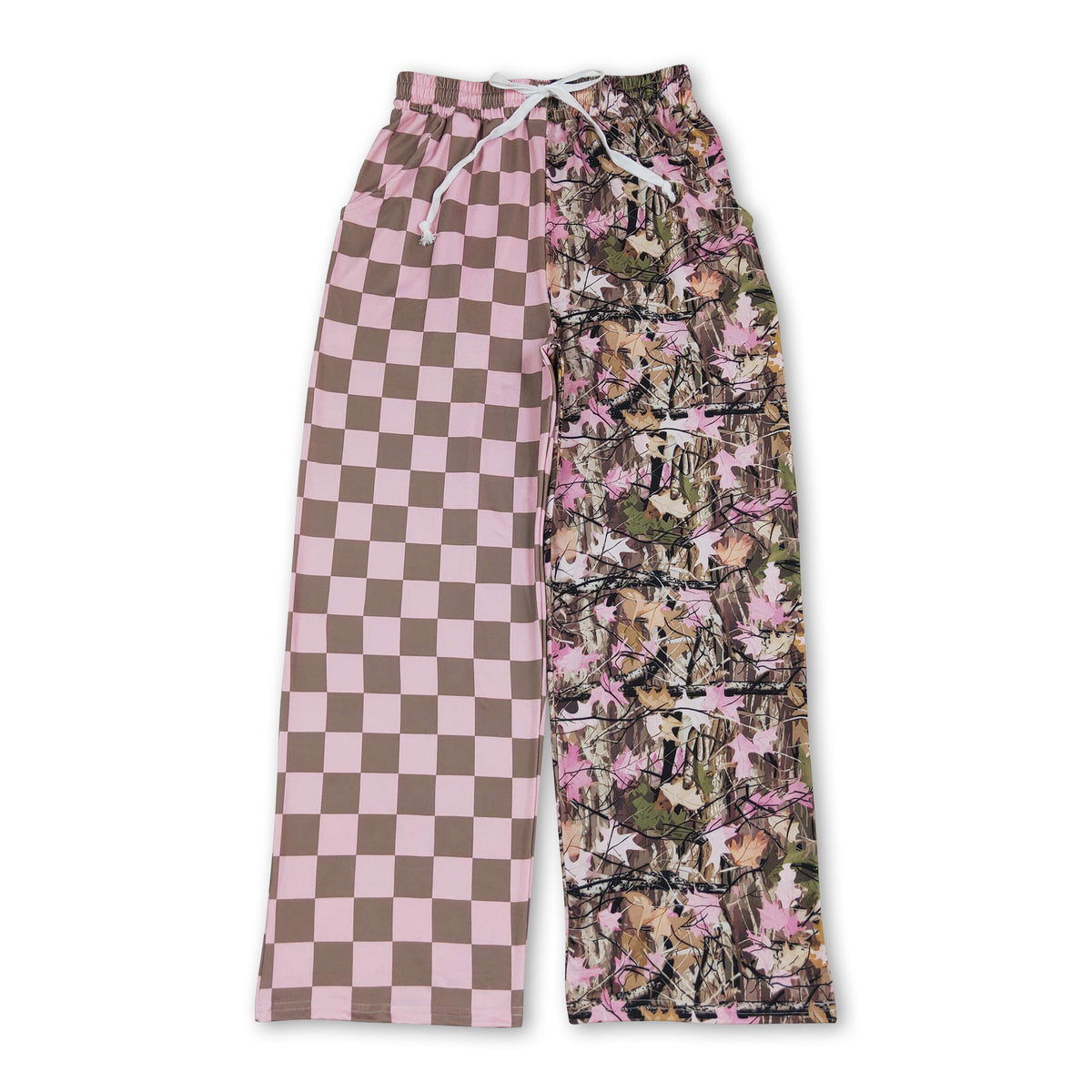 Pink plaid camo adult women fall pants