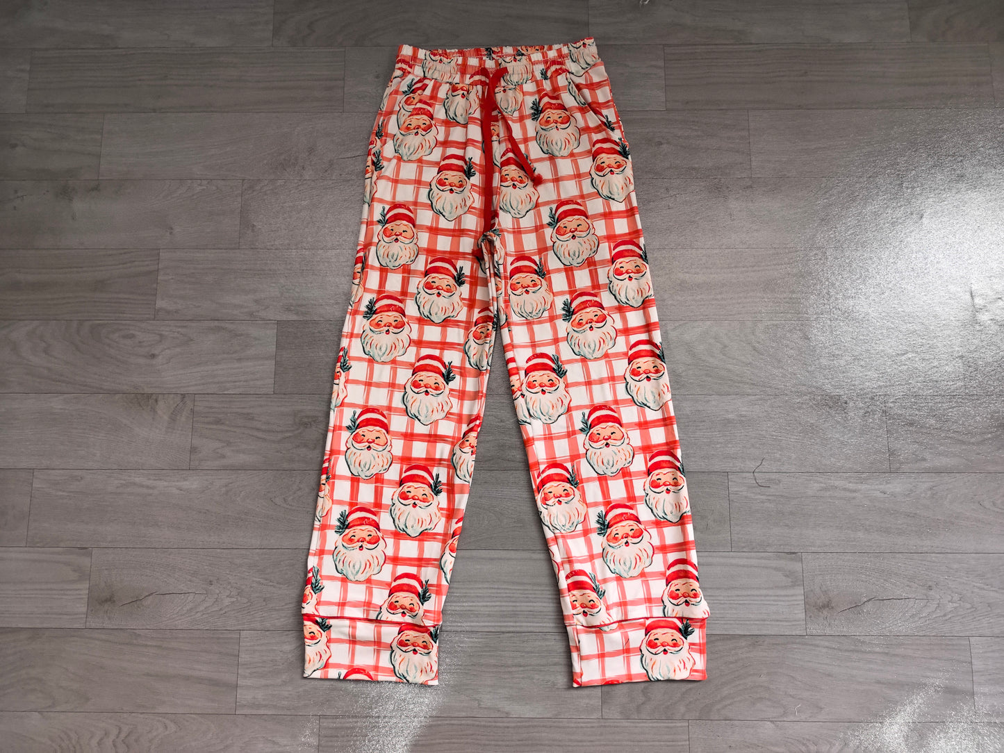 Plaid santa adult women Christmas pajamas pants