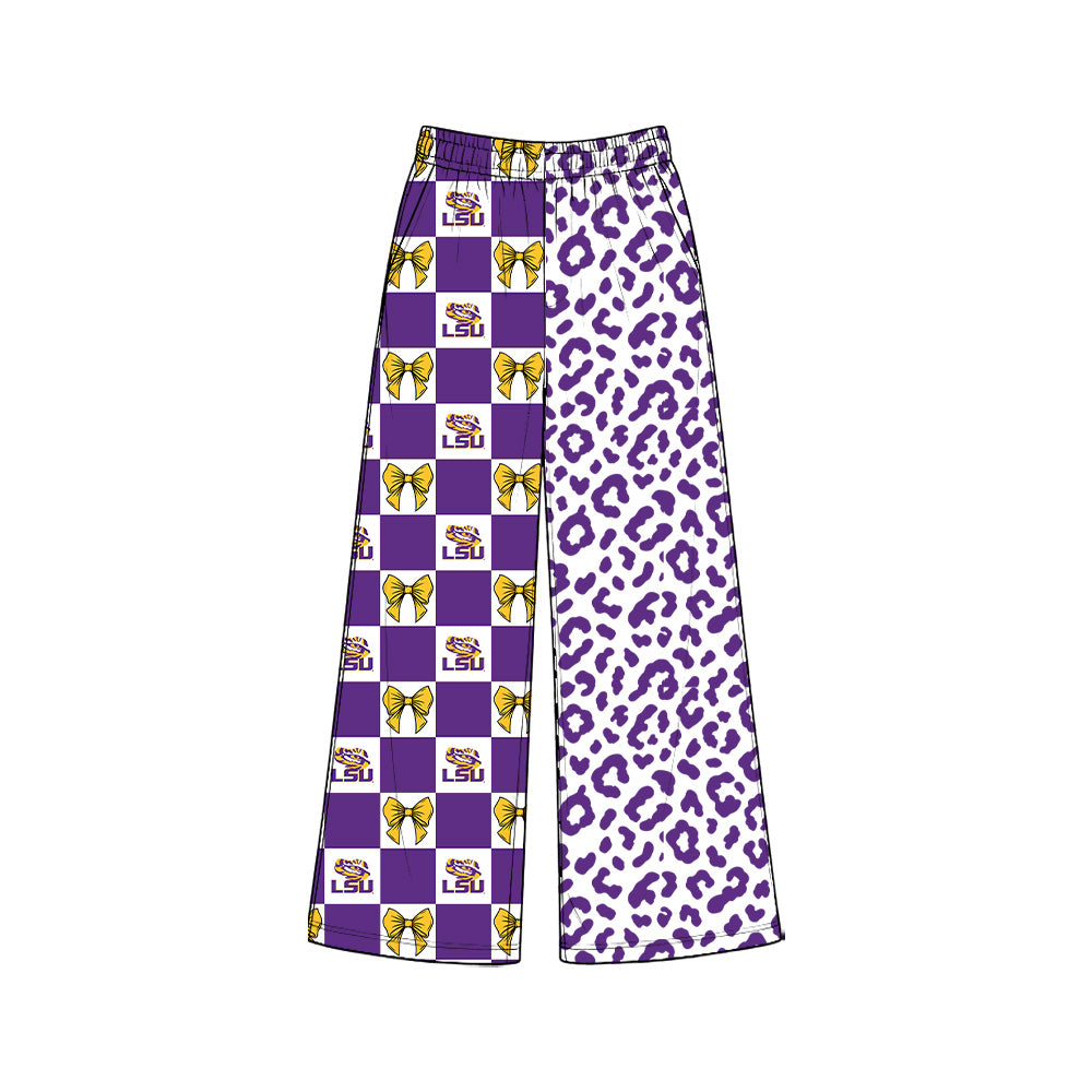 Tiger bow purple plaid leopard adult women team pants
