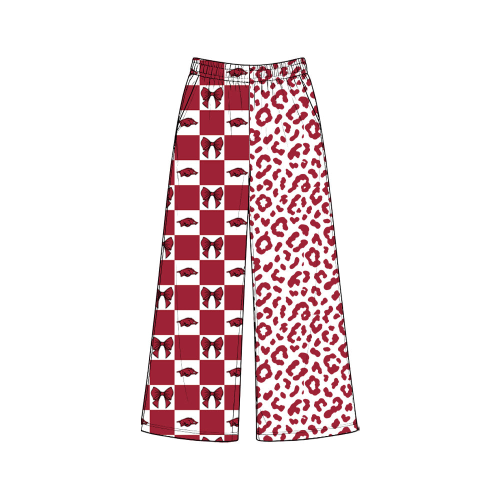 Hogs bow plaid leopard adult women team pants