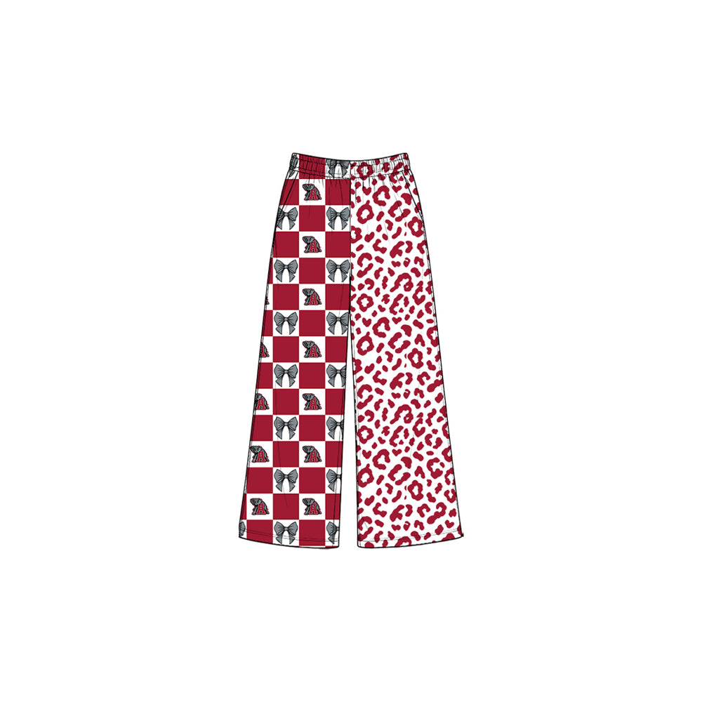 A elephant grey bow plaid leopard kids girls team pants
