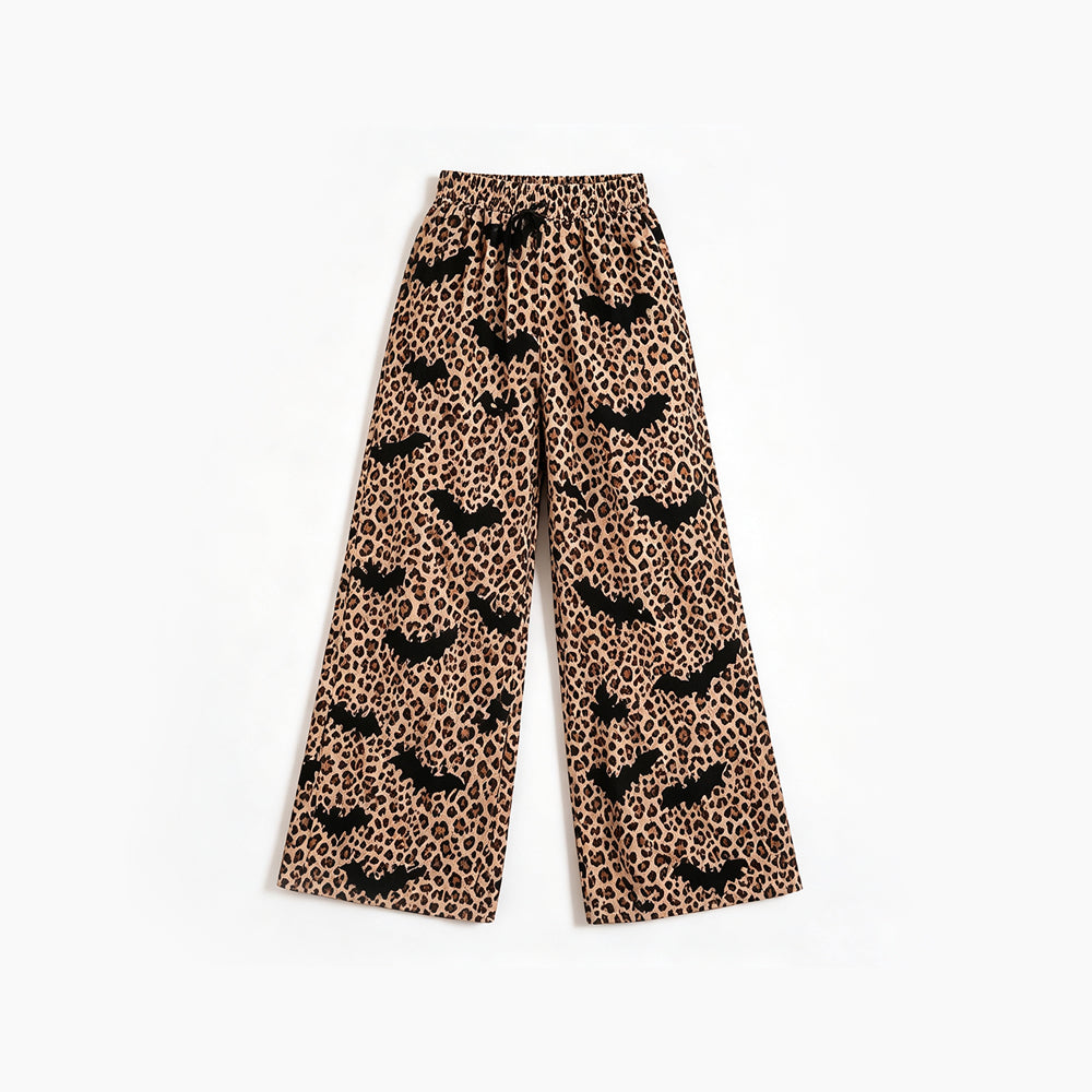 Leopard bat kids girls Halloween pants